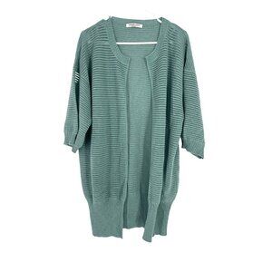 Lamberto Losani Ribbed Knit Duster Cardigan XL Quiet luxury innovative modern